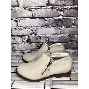 Hush Puppies Medium Moyen Ivory Suede Leather Zip Heel Booties Women Sz 8M US/39
